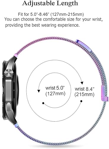 Vista 45 de Correas compatibles con Samsung Galaxy Watch de 1.81 pulgadas / Galaxy 3 de 1.77 pulgadas / Gear S3, correa de repuesto de malla metálica de acero