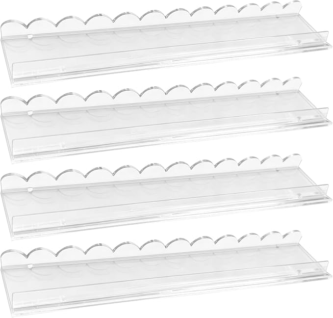 Mahjong Racks with Pushers, Set of 4 Clear Acrylic Mahjong Racks with Magnetically Attached Smooth Slide Pushers, 17.5" American Mahjong Tile Holders for Game Nights