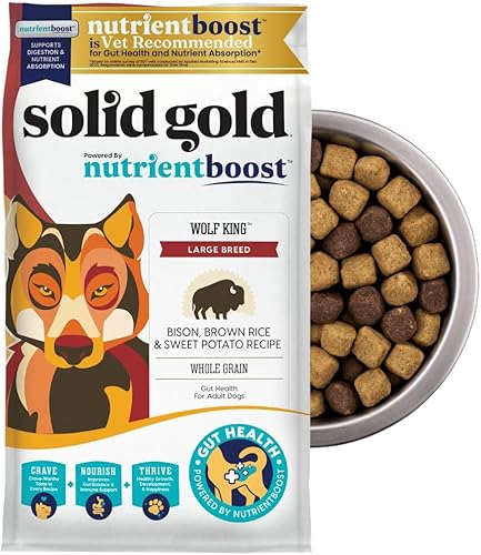 Miniatura 1 de Solid Gold Nutrientboost Wolf King - Alimento seco para perros de raza grande, croquetas de grano entero hecho con bisonte real, arroz integral y