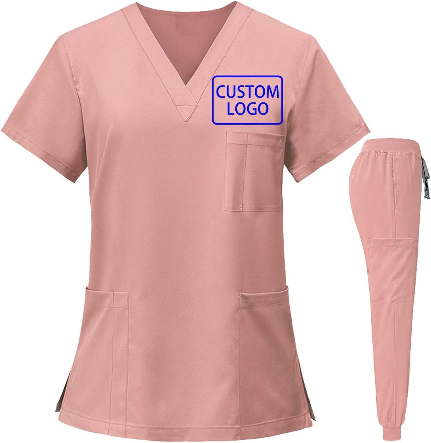 Women Scrubs Sets Customize Your Logo Medical Uniforms Elegant And Professional Short Top & Joggers Pants Workwear