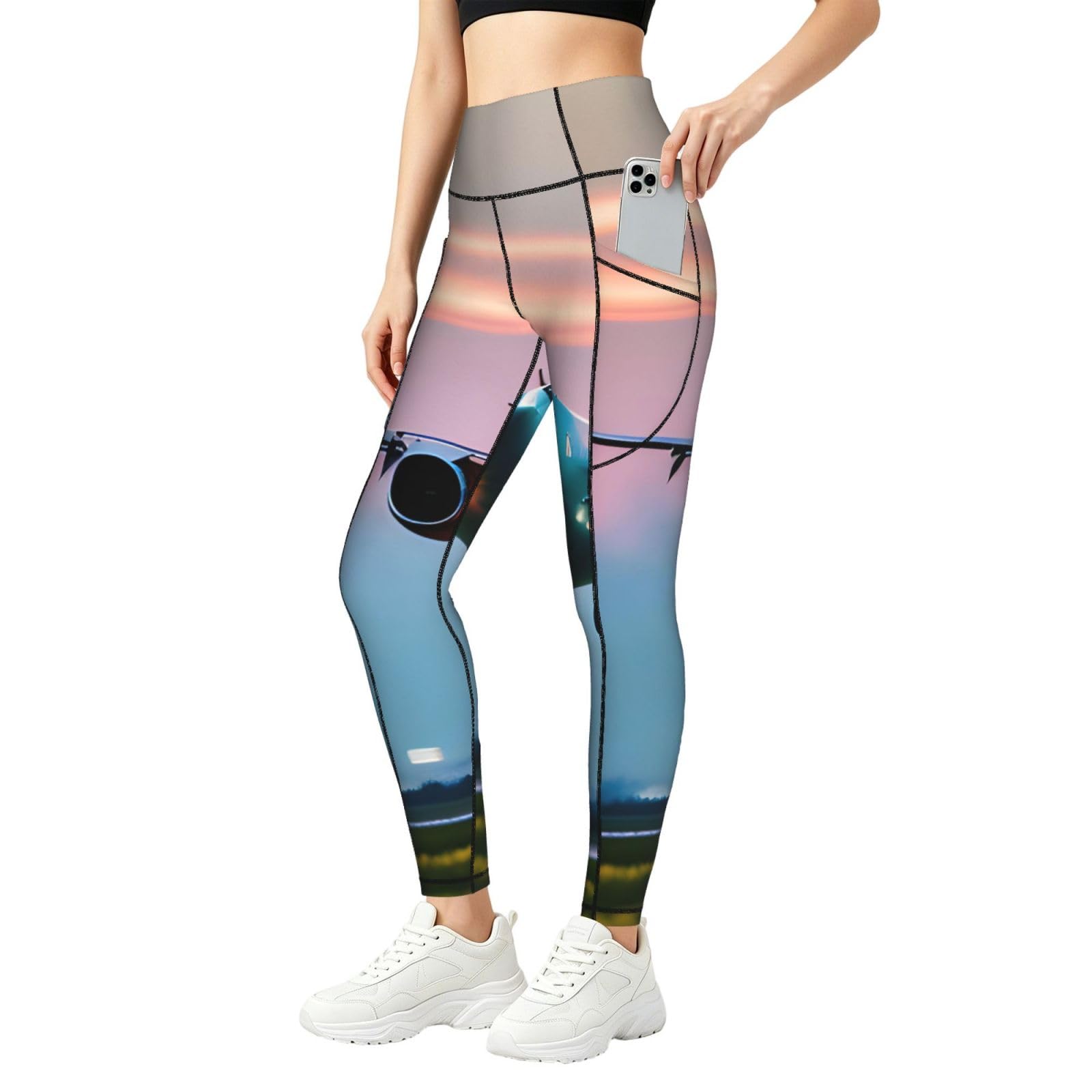 Pantalones de yoga para mujer holgados y transpirables con diseño de atardecer 8