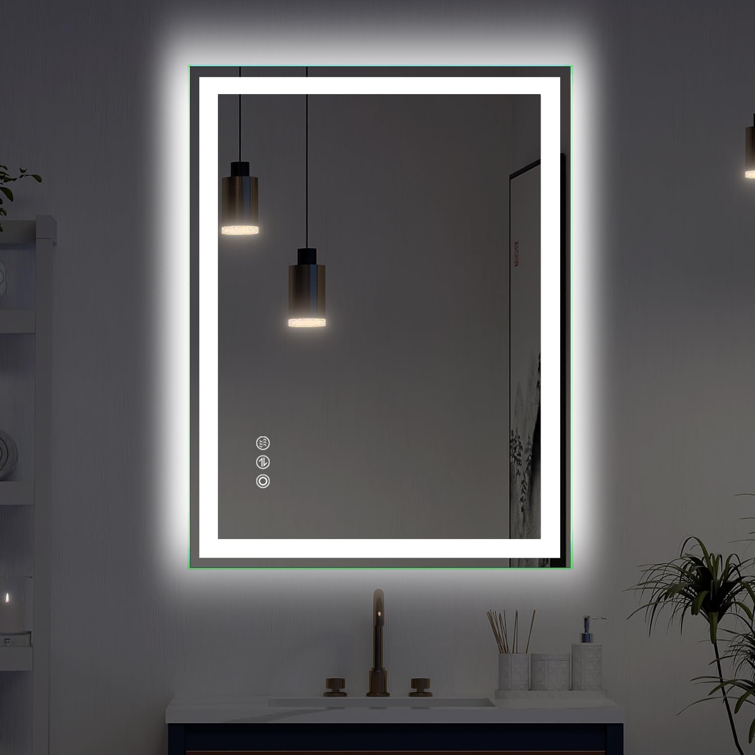 ARIGMIR 32"X24"Inch LED Bathroom Wall Mounted Mirror?3 Color Lighting?Anti-Fog?Adjustable Brightness?Memory Function?Shatter-Proof?Large Vanity Mirror (Horizontal/Vertical) 32X24Inches