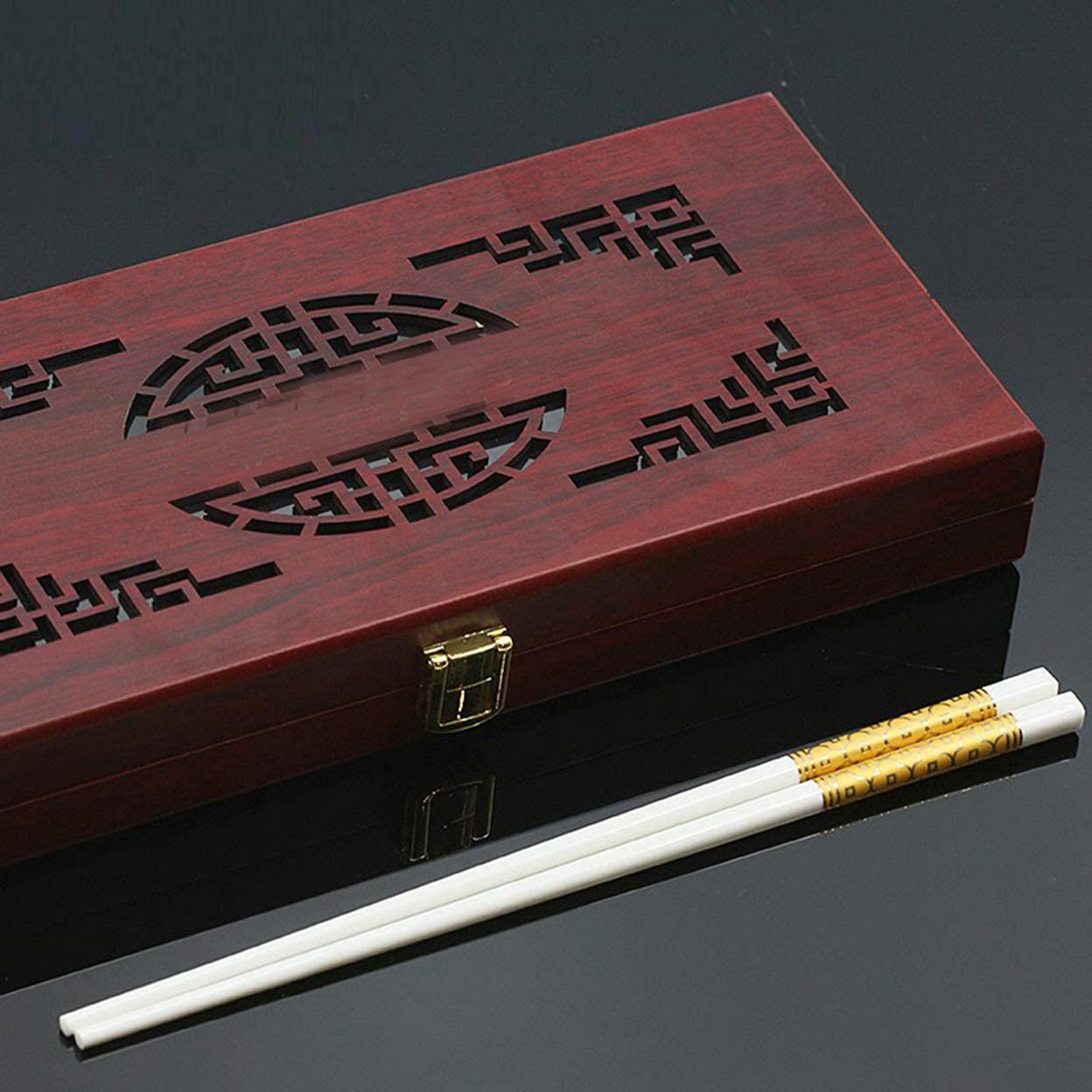 Baguettes en céramique osseuse de Haute qualité, Jolies Baguettes Chinoises en Porcelaine de 9,6 Pouces, réutilisables, lavables au Lave-Vaisselle, 5 Paires de Baguettes