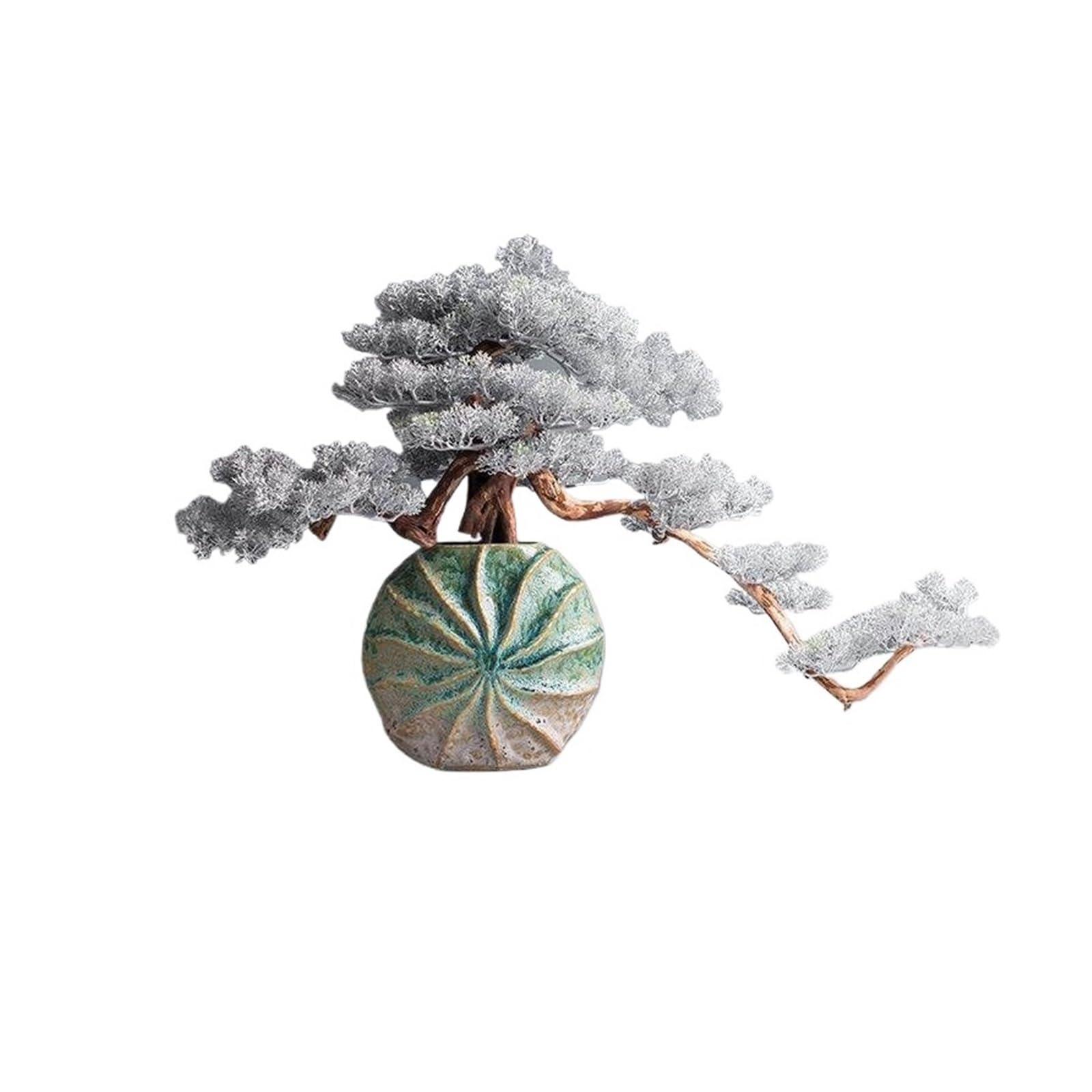 Fake Tree Retro-style Artificial Bonsai Tree Fake Plant in Pot Plants,Trees Indoor Garden Décor Indoor Decor(White)