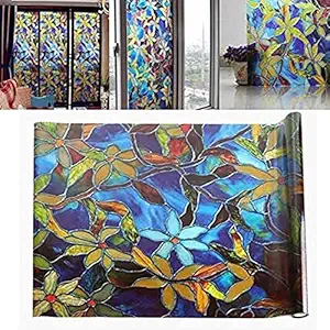 WALLTON - Window Privacy Glass Self Adhesive Decorative for Bathroom/Door Window/Heat Control/Sidelight/Anti UV- '24 x 48'' Inches