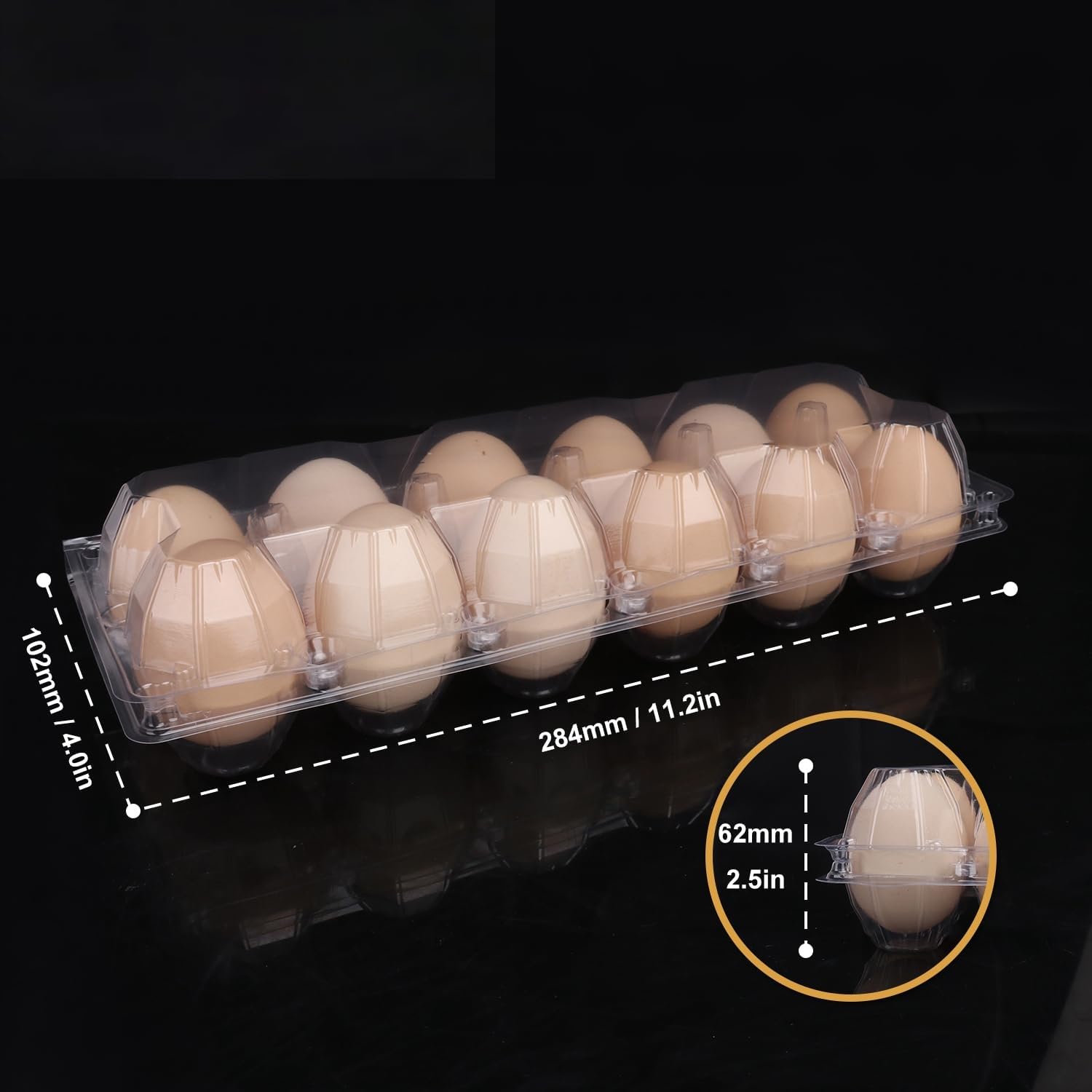 Cartoni per uova in plastica, 5 x 15 cm, per 12 uova, mezza dozzina, perfetti per pascoli di famiglia, generi alimentari, polli, frigoriferi (12 griglie), confezione da 50
