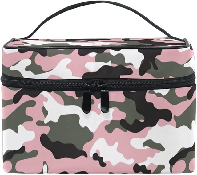 ZOEO Makeup Train Case Classic Camo Pink Grey Fish Light Summer Gold Korean Carrying Portable Zip Travel Cosmetic Brush Bag Organizer Large for Girls Women