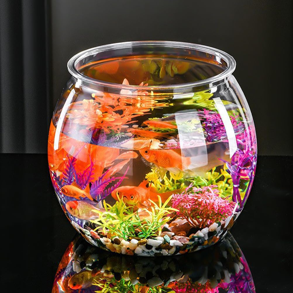 24cm Mini Aquarium Goldfischglas Kleines Aquarium Rund Fisch Mini Vase Für Zuhause Wohnzimmer Schlafzimmer Büro Schreibtisch Dekoration