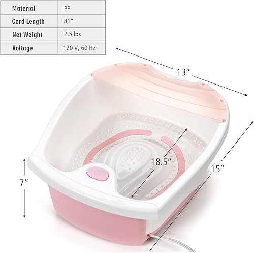 Miniatura 9 de Giantex Baño de spa para pies con masaje de burbujas suaves, nodos de masaje y arco, protector contra salpicaduras, control táctil de los dedos,