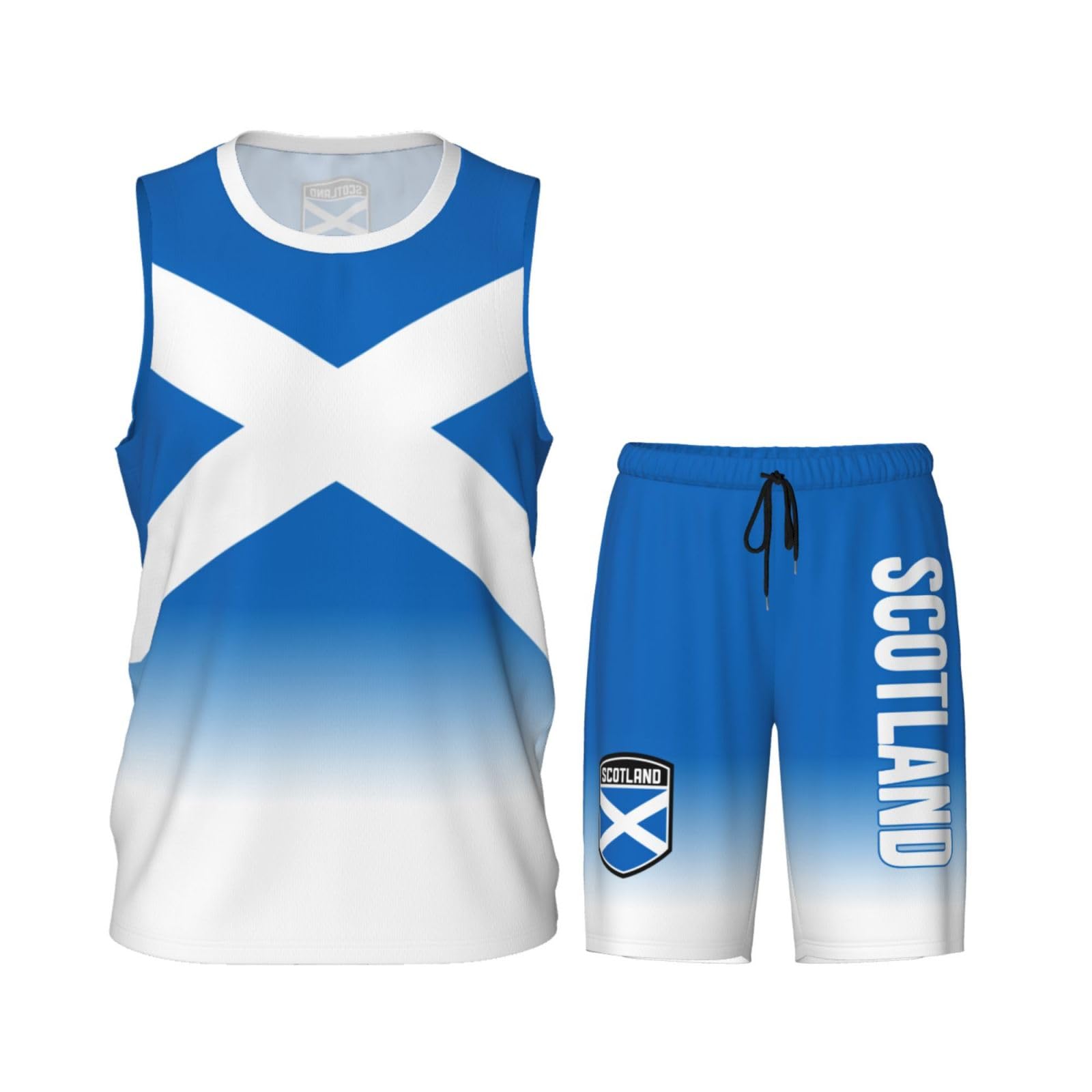 DABOYOZHZH Scotland Flag Basketball Uniform Suit for Men Team Training Athletic Gradient Jersey