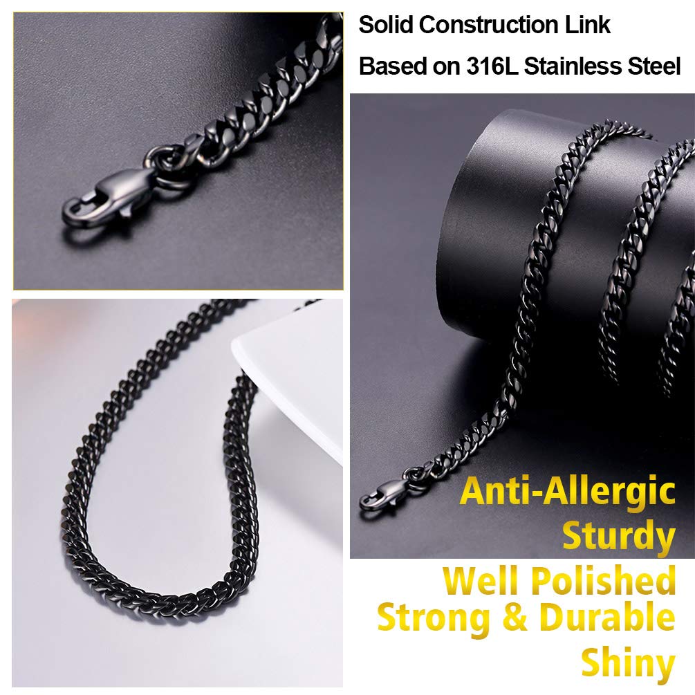 PROSTEEL Collana Uomo a Catena Cubana Barbazzale Grande Robusta, Larga 5 6 10 14 mm, Lunghezze Varie 35-75 cm, Acciaio Inossidabile/Placcato Oro, Argento Oro Nero, Regalo Ottimo (con Confezione)