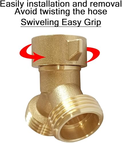 Miniatura 3 de Joywayus Latón 34 "GHT Cuerpo divisor de manguera de jardín patio trasero 2 vías conector giratorio en forma de Y adaptador de acoplador de montaje