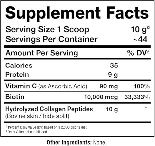 Miniatura 8 de ALLMAX Nutrition Colágeno alimentado con pasto y criado en pastos con 10,000 mcg de biotina + 90 mg de vitamina C, sin sabor, 15.5 oz (440 g)