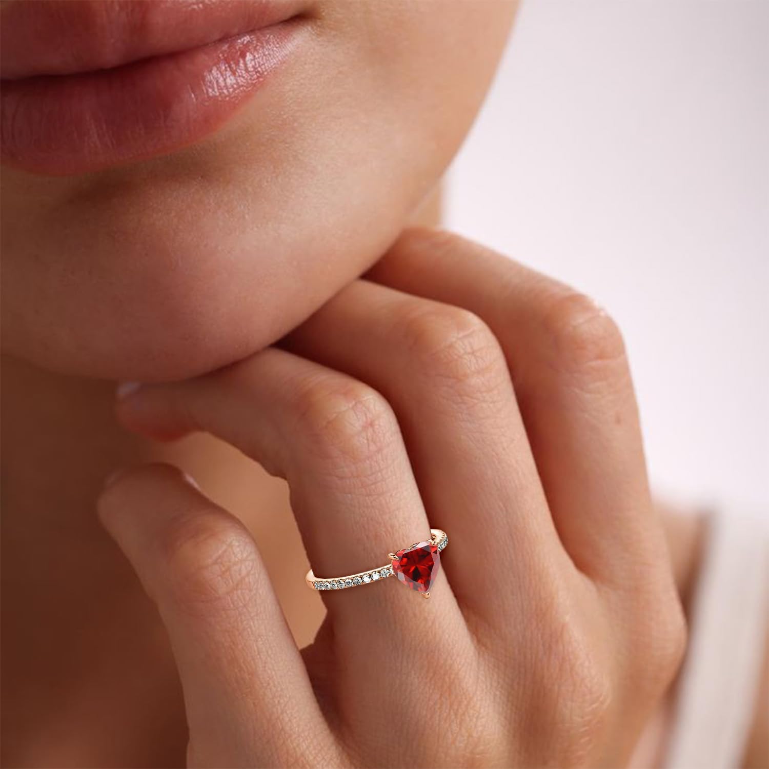 2CT Heart Shaped Gemstone Wedding Ring for Women 10K 14K 18K Gold Engagement Birthstone Statement Rings Wedding Bands Gift for Bridal Her Mother Valentine's Day Christmas Anniversary