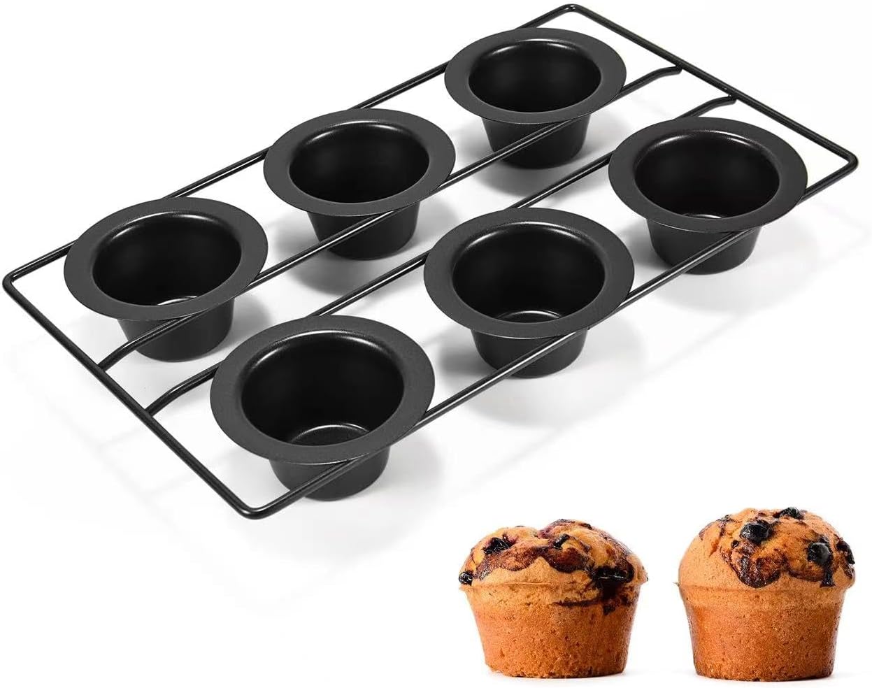 6 Cup Nonstick Popover Pans, Muffin Tin, Large Deep Cupcake Baking Pan, Muffin Pans for Baking Sets Non Stick