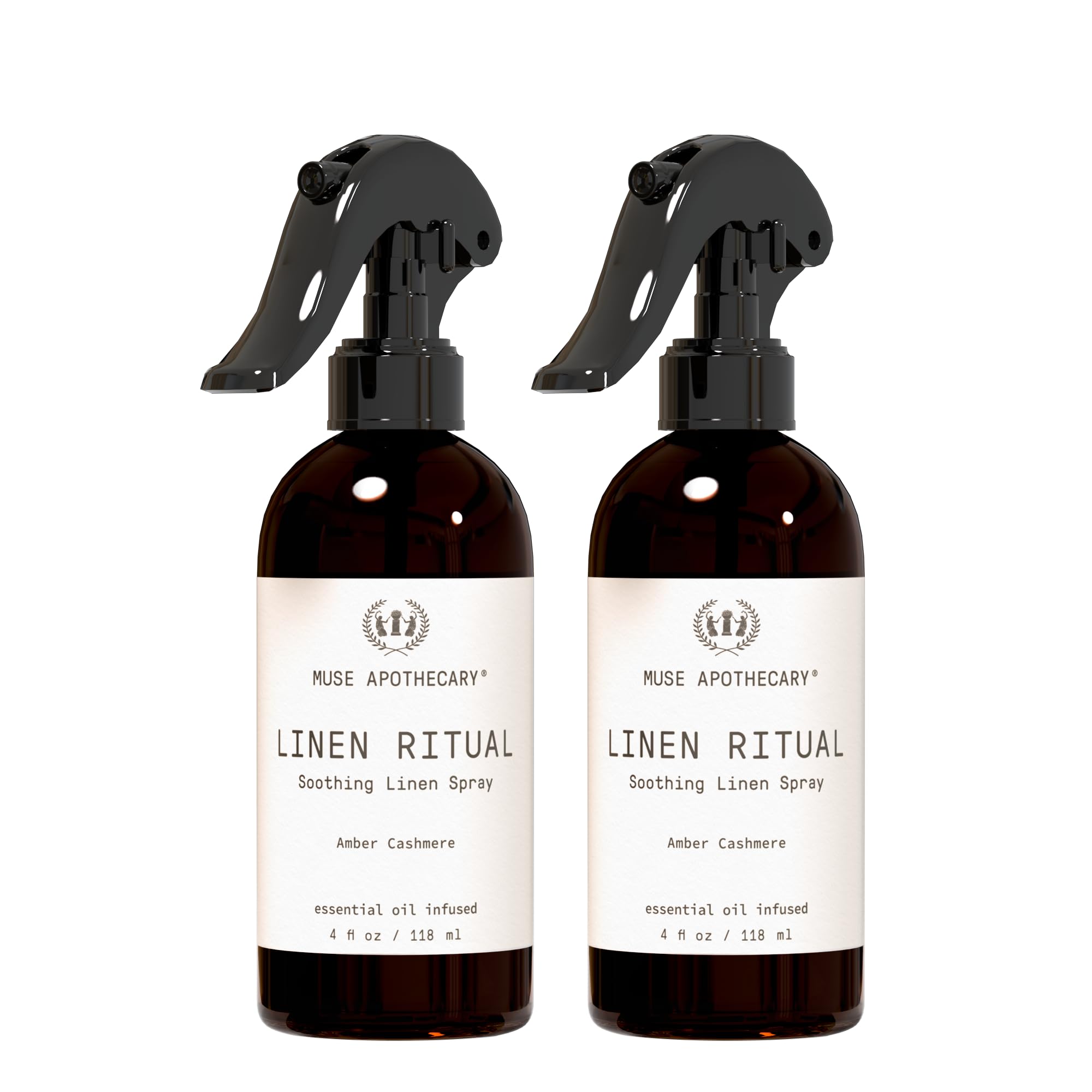 Linen Ritual - Aromatic, Soothing, and Relaxing Linen Mist, Laundry and Fabric Spray - Infused with Aromatherapy Essential Oils - 4 oz, Amber Cashmere, 2 Pack