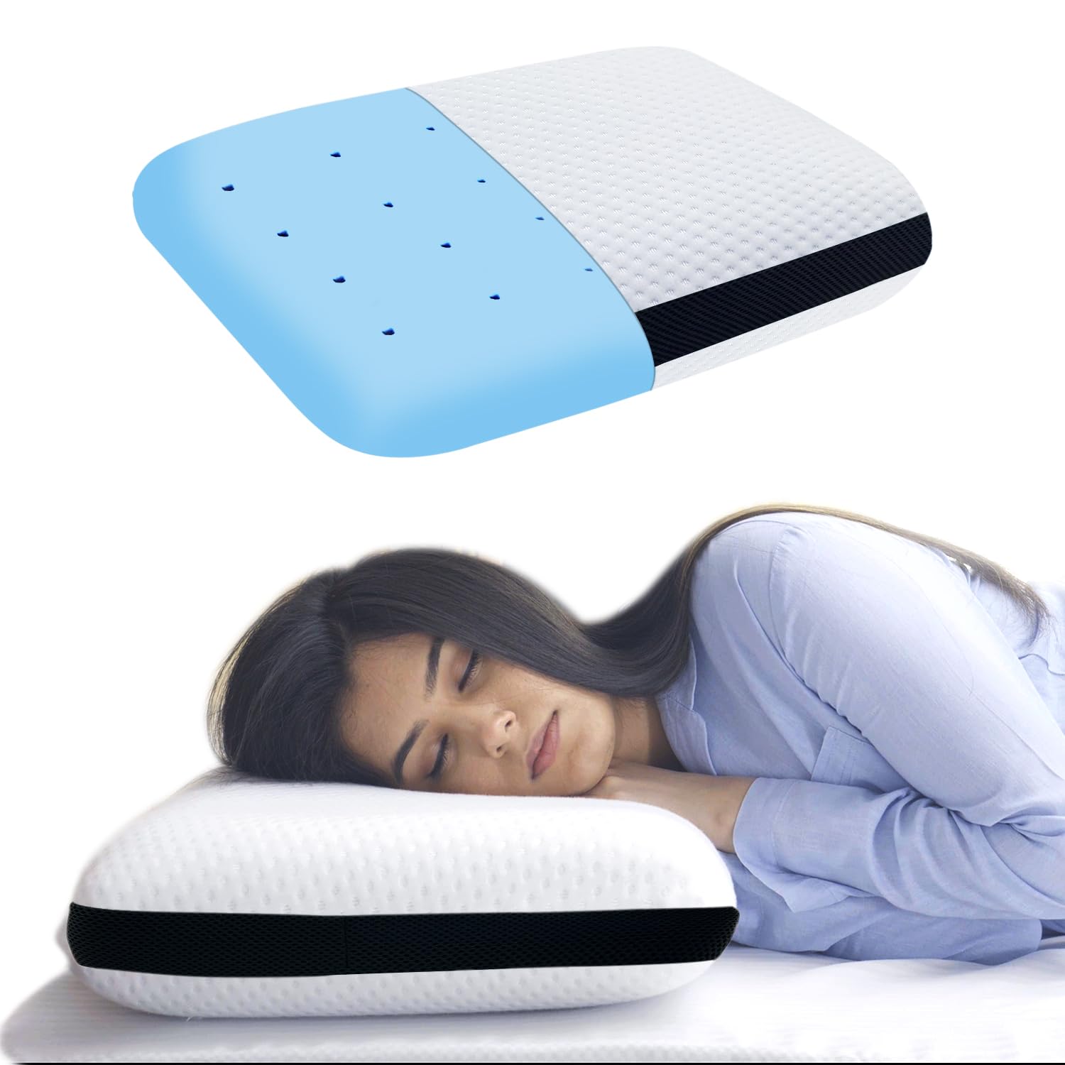 Sleepsia Memory Foam Pillows | Cooling Gel Orthopedic Bed Pillow for Sleeping - Ergonomic & Neck Pain Relief | Back Sleeper, Side Sleeper & Stomach Sleepers (Gel Ventilated, Standard Black Stripes) (B0CXXHQMR9) Amazon Price History, Amazon Price Tracker