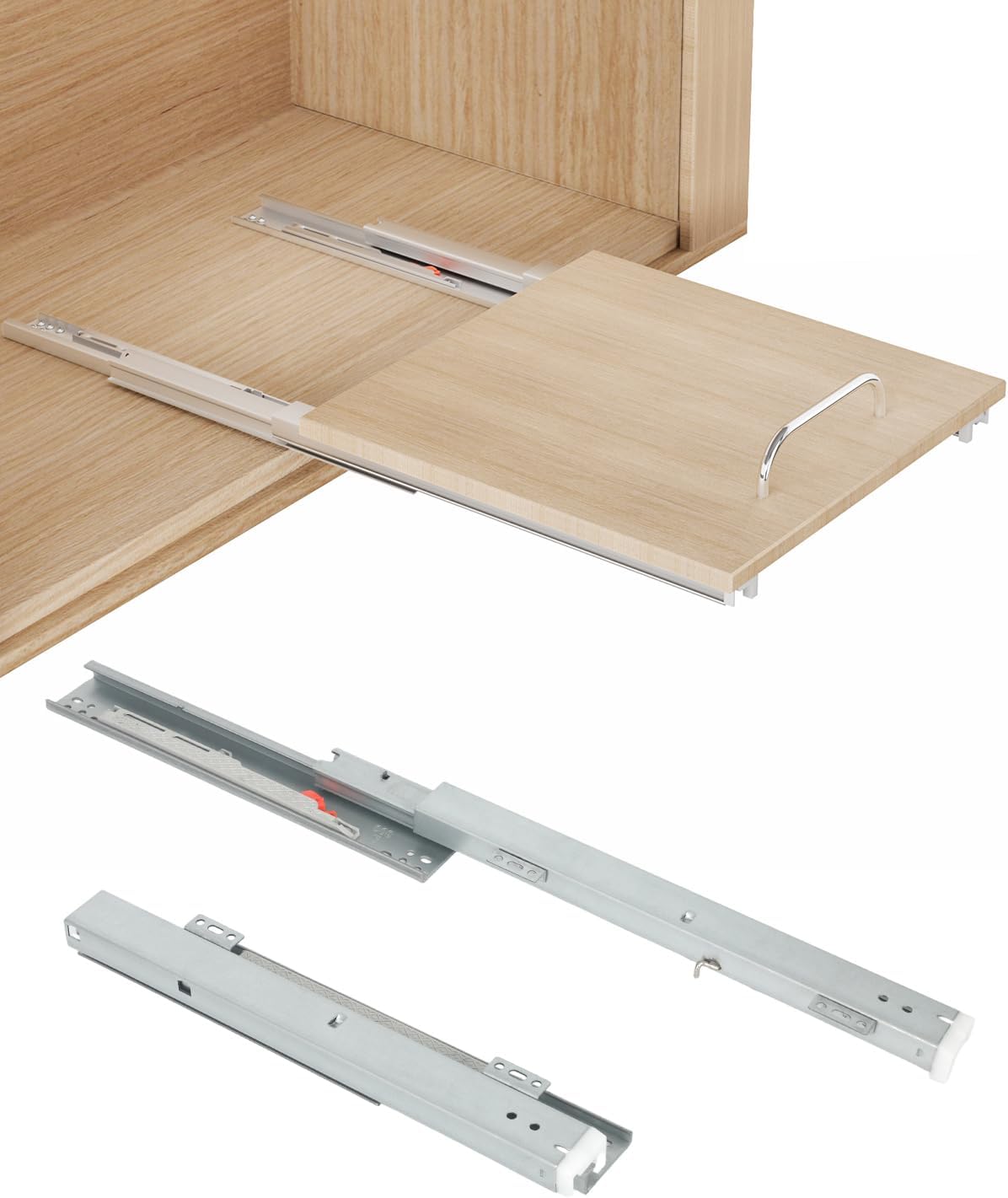 Bottom Mount Pull-Out Shelf Slides Soft Close Hidden Undermount Slide Out | Hardware Full Extension Slide for Narrow Pantry, Under Sink, Coffee Station, Small Space Storage Frameless Cabinet