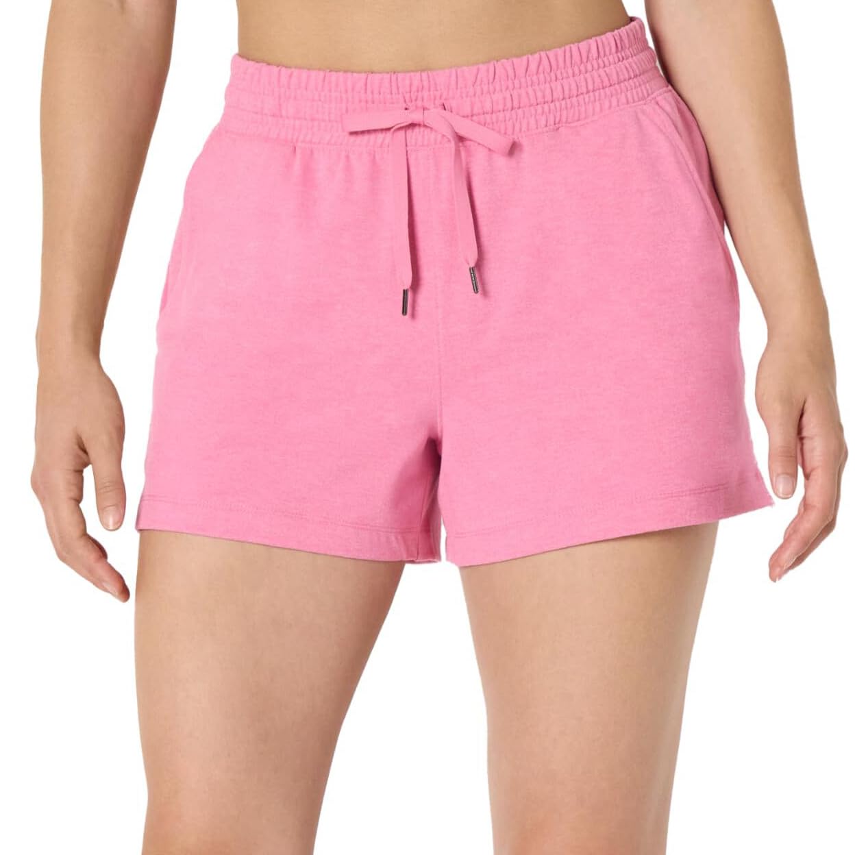 Amazon Essentials Women's Athletic Soft Performance Lightweight Stretch Workout Gym Sweat Shorts, Pink Space Dye, XXL