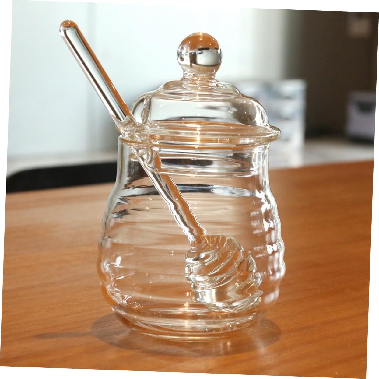 OUNONA 2 Stück 250-ml Honiggläser aus Glas mit Schöpflöffel und Deckel