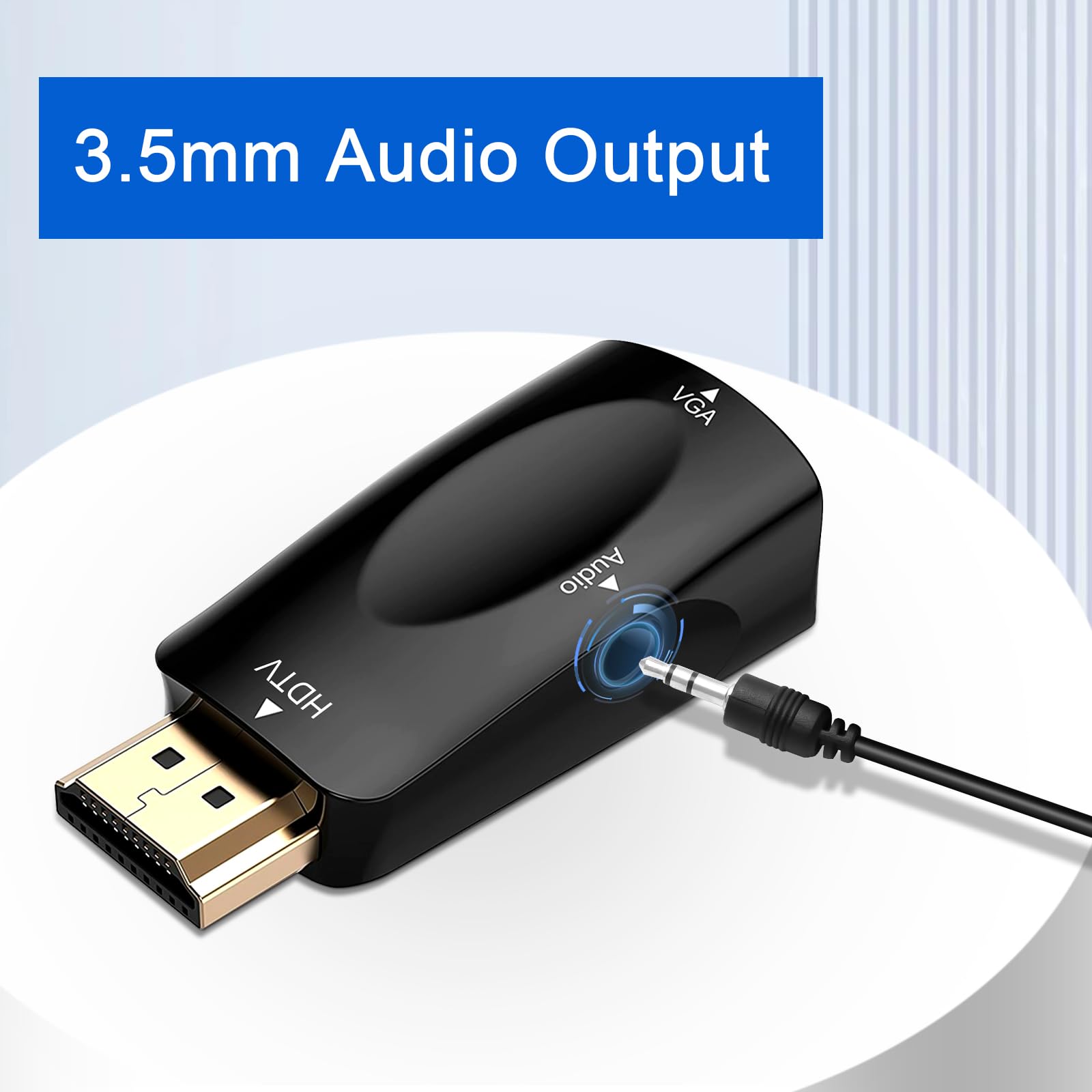 Adaptateur HDMI vers VGA 2 Pièces – Convertisseur HDMI VGA 1080P Full HD Jack 3.5mm