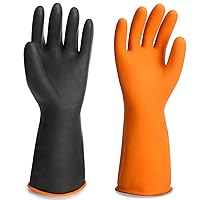 Vista 11 de Guantes gruesos de goma resistentes a productos químicos, 3 pares de guantes de trabajo de seguridad negros de 22 pulgadas, guantes protectores