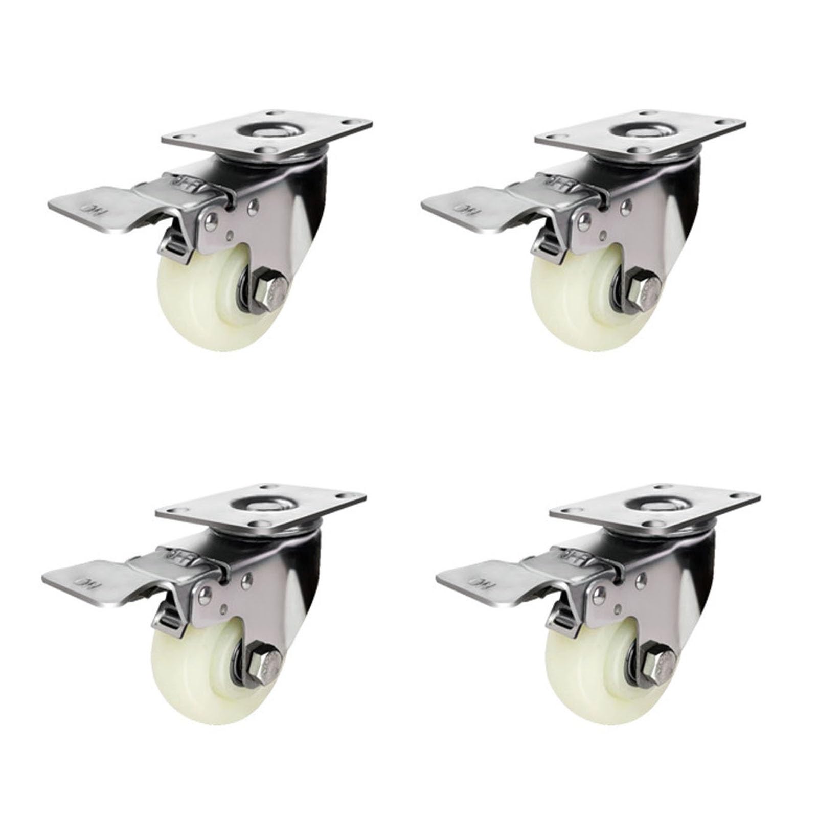 MXXQRHF Heavy Duty Swivel Plate Casters Thickened Nylon Wheels WearResistant Double Design Sturdy Steel Plate High LoadBearing Capacity Ideal for Workbenches with Brake
