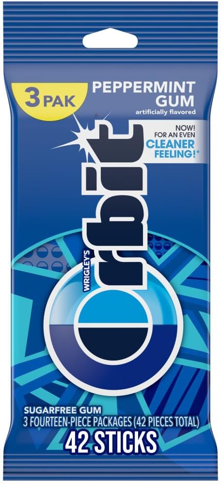 Peppermint Sugarfree Chewing Gum, 3 Packs of 14-Pieces (42 Total Pieces)