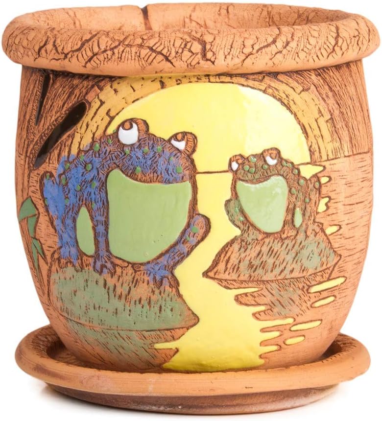 Frogs Ceramic Animal Planter Home Decor Succulent Planter Flower Pots Indoor and Outdoor (6-Inch)