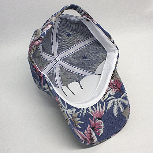 Premium Floral Hawaiian Cotton Twill Adjustable Snapback Baseball Caps (Denim Floral Navy) #TOP2