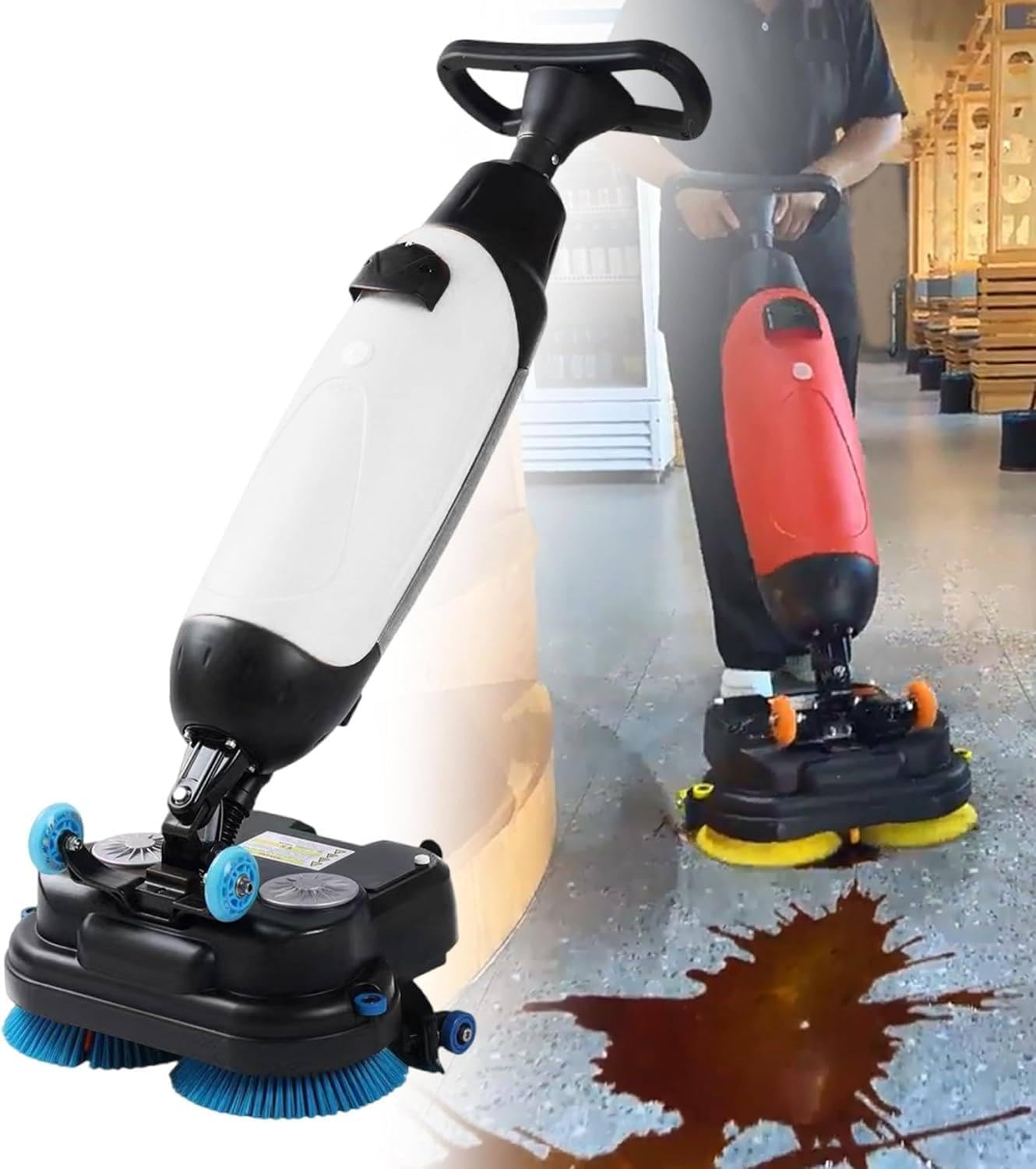 Commercial Floor Washer and Scrubber Machine, Dual Tank Floor Cleaner, 360° Rotating Head, Cordless Electric Floor Mop, Powerful Deep-Cleaning for Bathrooms, Villas, Hospital