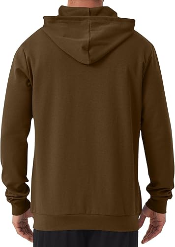 Miniatura 3 de Sudadera con capucha para hombre, casual, atlética, con cremallera completa, forro polar, para entrenamiento, correr, viajes, manga larga, con
