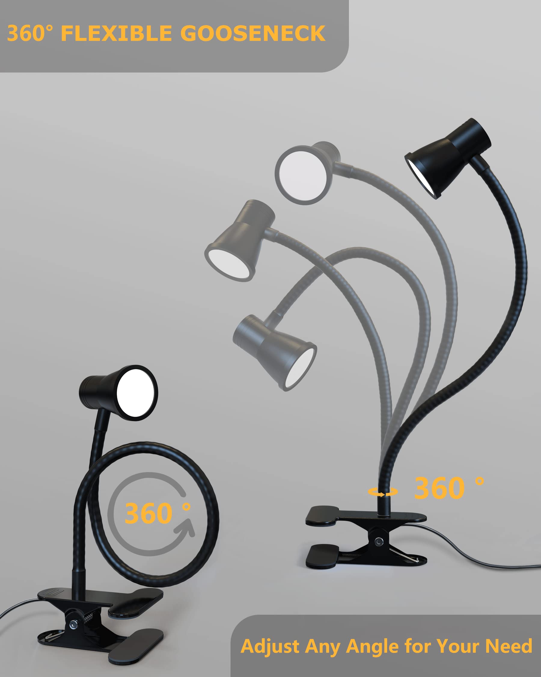 Kit 12 Luminárias De Leitura LED Recarregáveis - Clip Com 3 Níveis De Brilho - Para Cama E Mesa