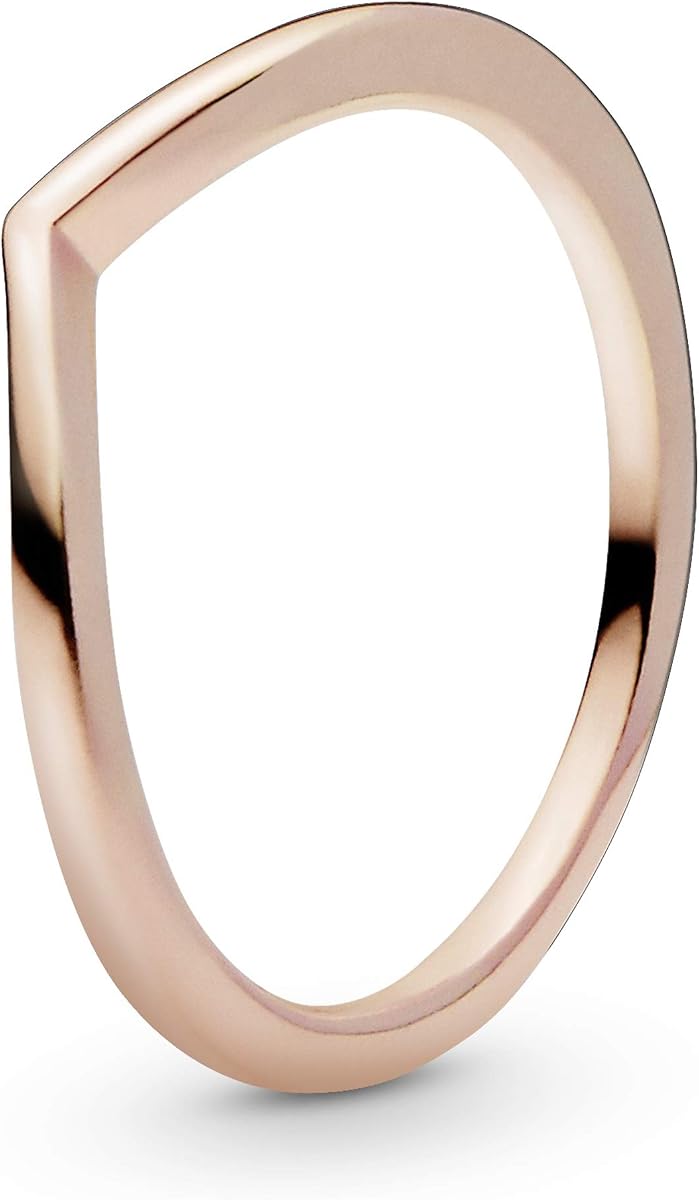 Polished Wishbone Ring - Minimalist Chevron Shape Ring - Stackable Rose Gold Ring for Women - 14k Rose Gold-Plated Rose - Size 7.5, No Gift Box
