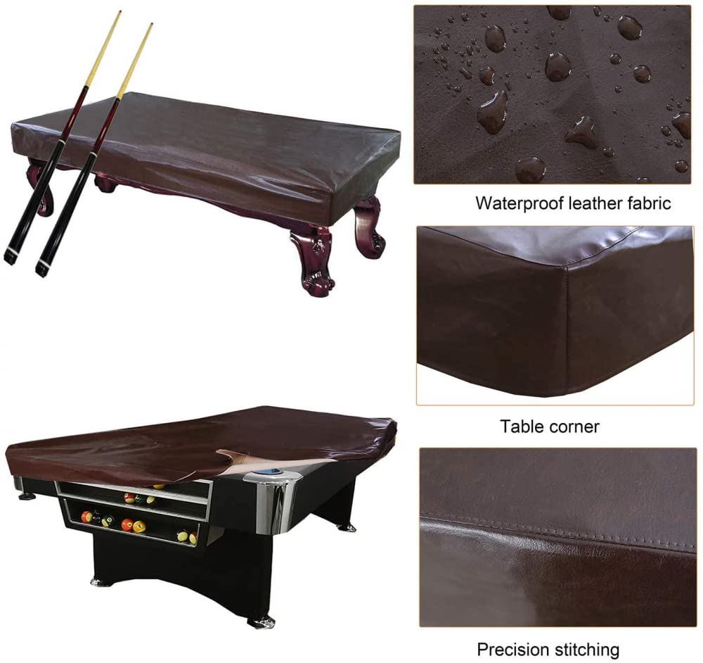 8ft Billardtisch Abdeckung Snooker Pool Schreibtisch Wasserdicht Kordelzug Aufbewahrungstasche Billardtisch Abdeckung Schwarz-Brown||7FT-90x51x7 in