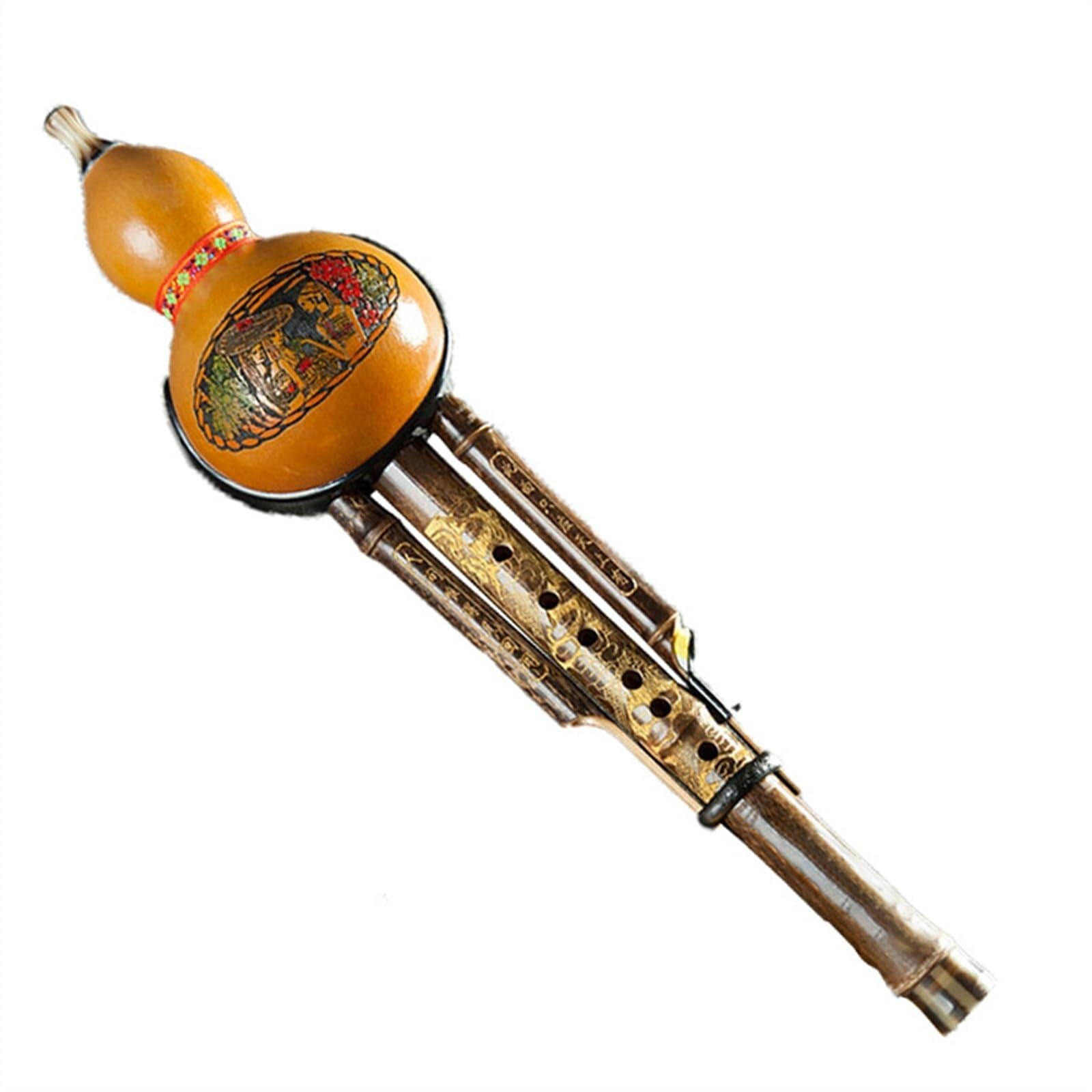 Flauta Hulusi anticaída Natural y duradera Flauta Hulusi de tres tonos Tecla C/B Tecla plana Calabaza Instrumento musical con estuche Hulusi profesional(B Flat)