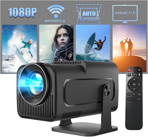Miniatura 2 de Mini proyector 4K 1080P Proyector con Wifi y Bluetooth, giratorio de 180, Android 11, 300 Ansi LM, corrección trapezoidal automática, pantalla de
