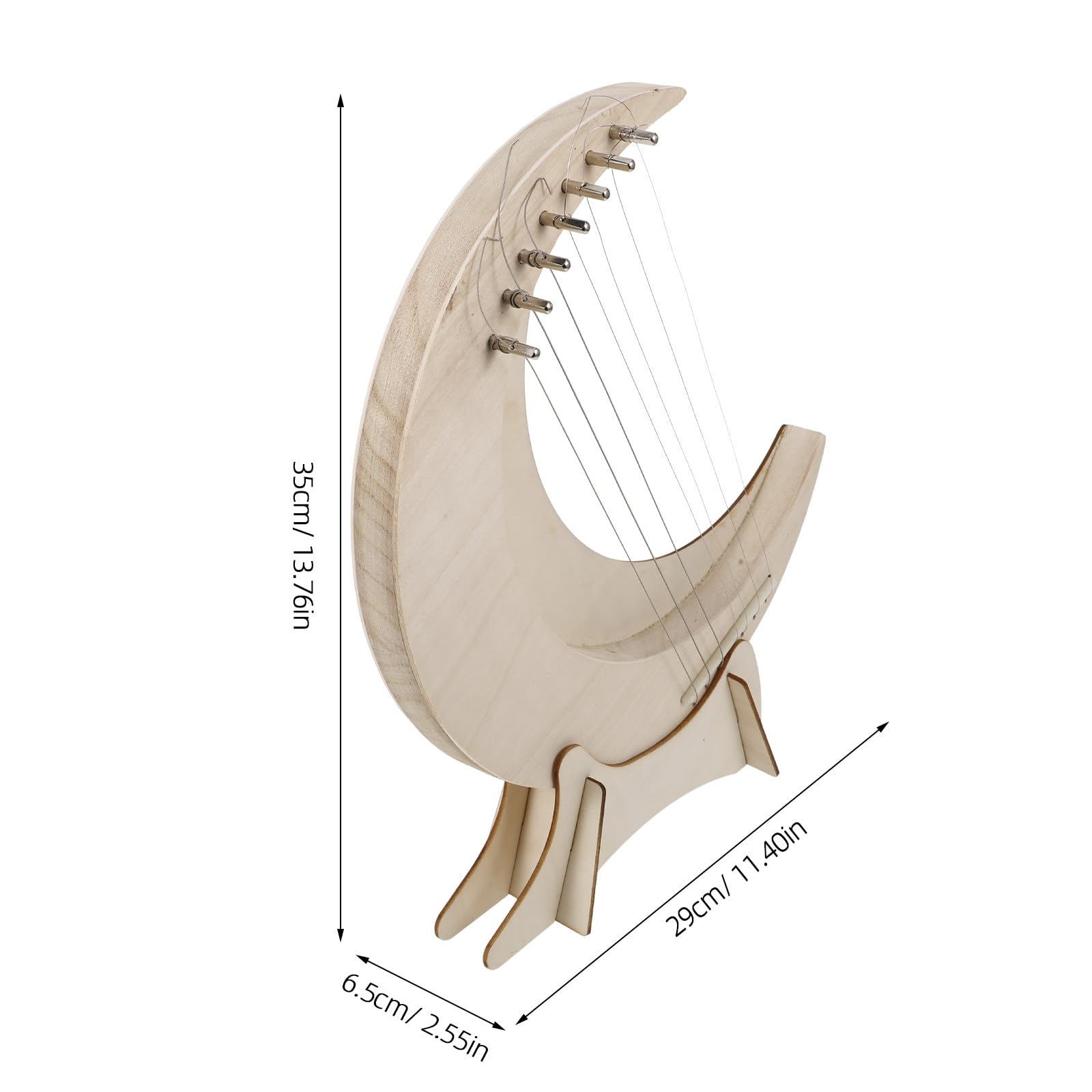 Kisangel Holz Lyra Harfe Mondförmig Kleine Harfe für Anfänger mit Warmem Klang und Glatter Oberfläche Praktisches Musikinstrument Geschenk für Erwachsene