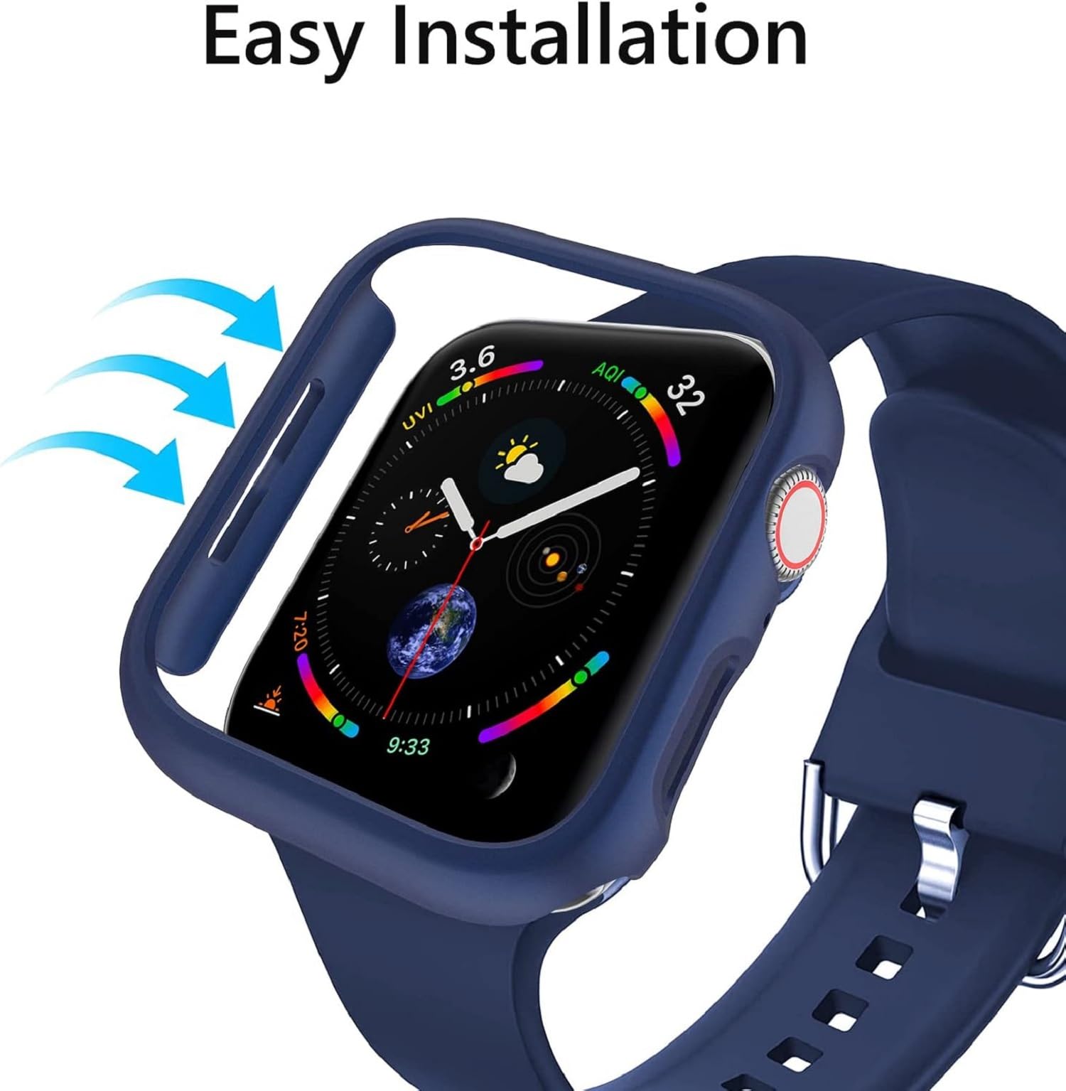 Custodia rigida per Apple Watch 41 mm Series 8/9/SE 2, bumper ultra sottile, retro aperto, protezione trasparente, colore: bianco