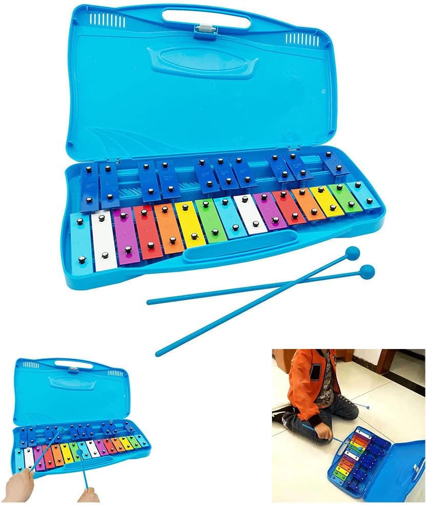 25 Note Xylophone with Mallets Chromatic Glockenspiel Musical Percussion Instrument Blue