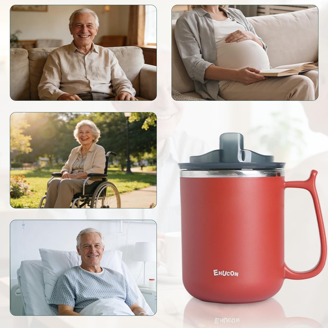 Dysphagia Regulating Drinking Cups for Swallowing Difficulty - with 5cc, 10cc, & 15cc Sip Options - Liquids Only - Pack of 1 (Red, 1PC)