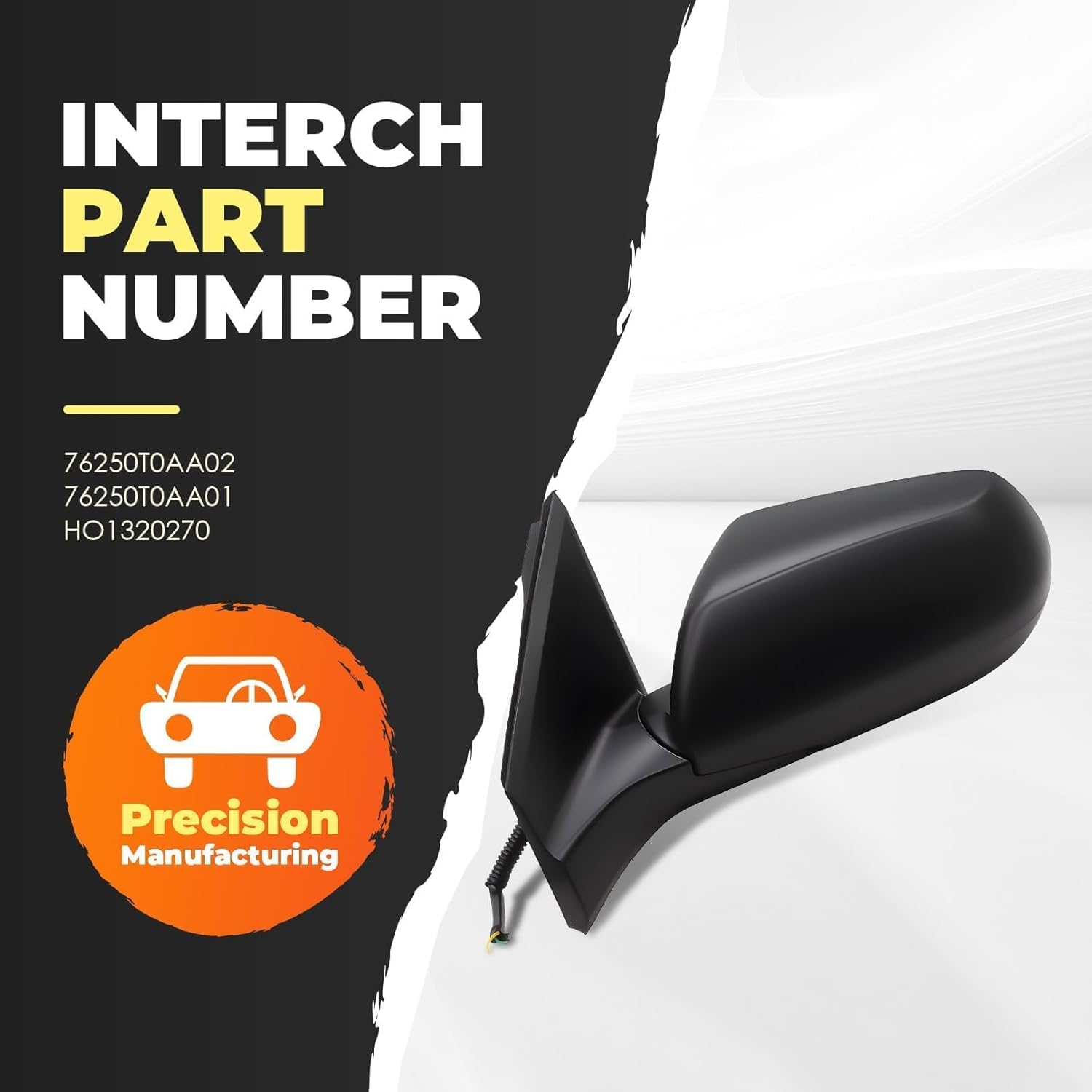 Left Driver Side Mirror Assembly Compatible with CR-V 2012 2014 2015 2016 Non-Heated Power Manual Folding Black 76250T0AA02 HO1320270 (3Pins)