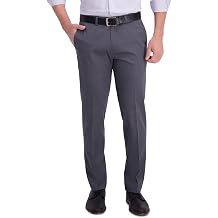 Haggar Mens Iron Free Straight Fit Flat Front Pant Khakis, Heather Grey, 36W x 30L US