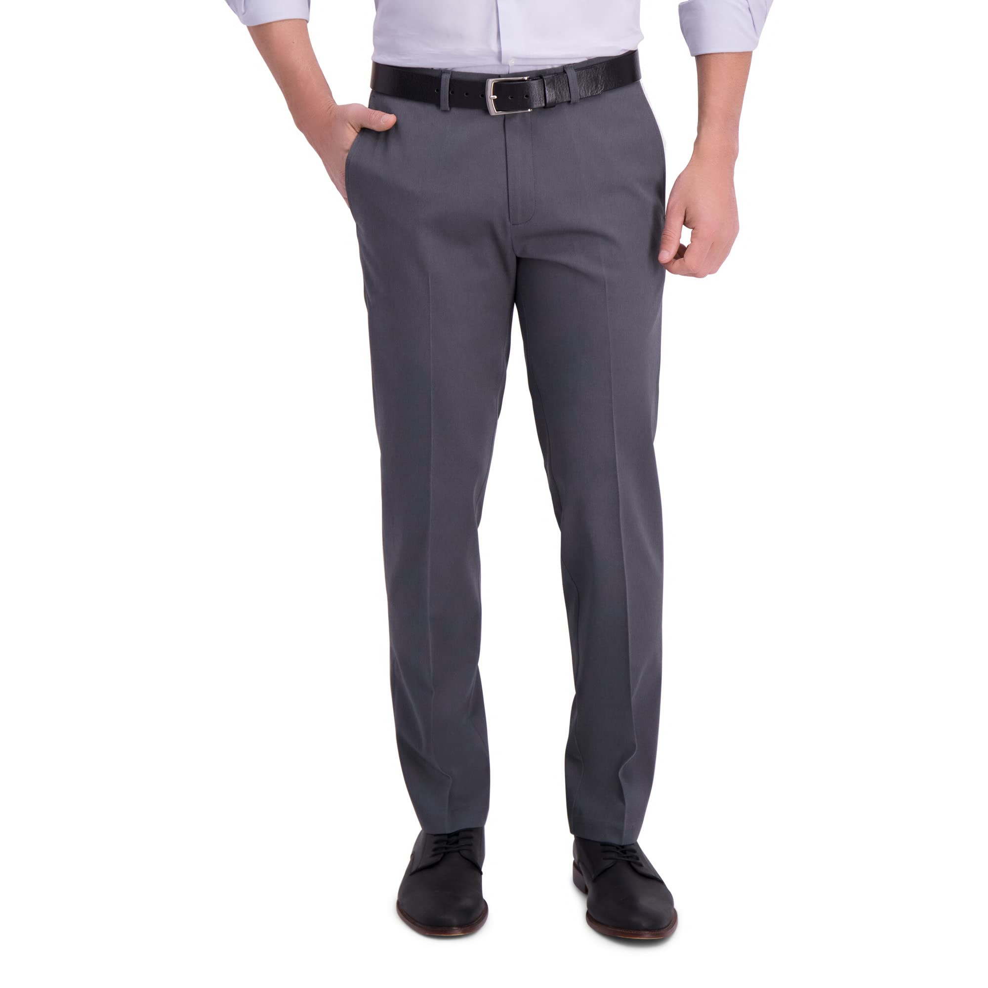 Haggar Khaki Straight Fit Flat Front Flex Waistband Casual Pant - Nieformalne spodnie Mężczyźni
