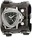Nemesis Men's 928FWB-S Silver Dragon Series Black Watch With Wide Faded Leather Cuff Band
