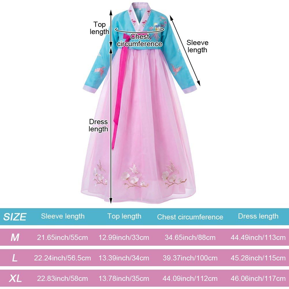 Robe Hanbok Traditionnelle Coréenne pour Femme, Broderie Florale, Costume De Princesse De Cour Coréenne pour Cosplay