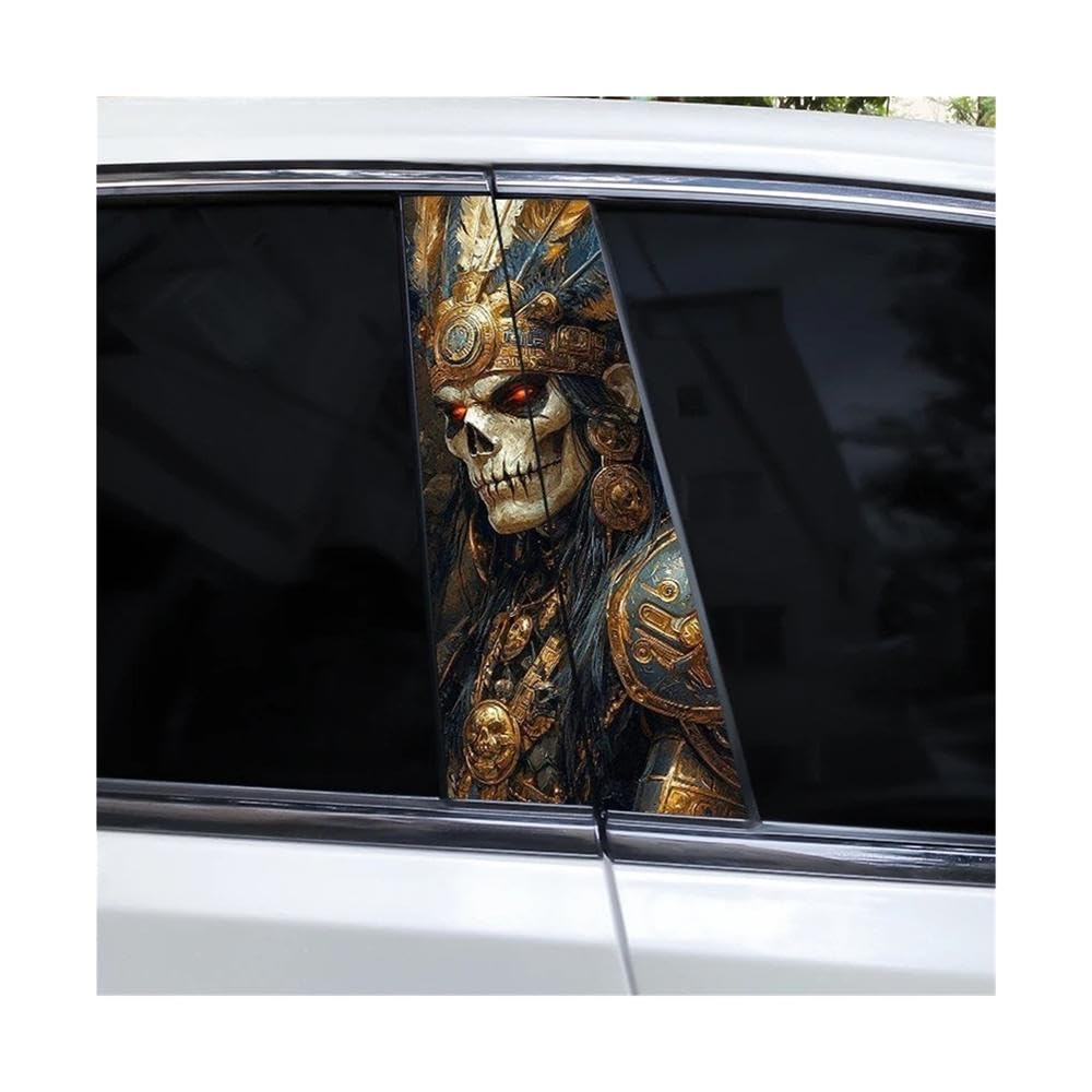 Bertdcx L 2Pcs Horror Stickers Skul Car Window Pillar Stickers Cover Scratch Viny Auto Parts(L)