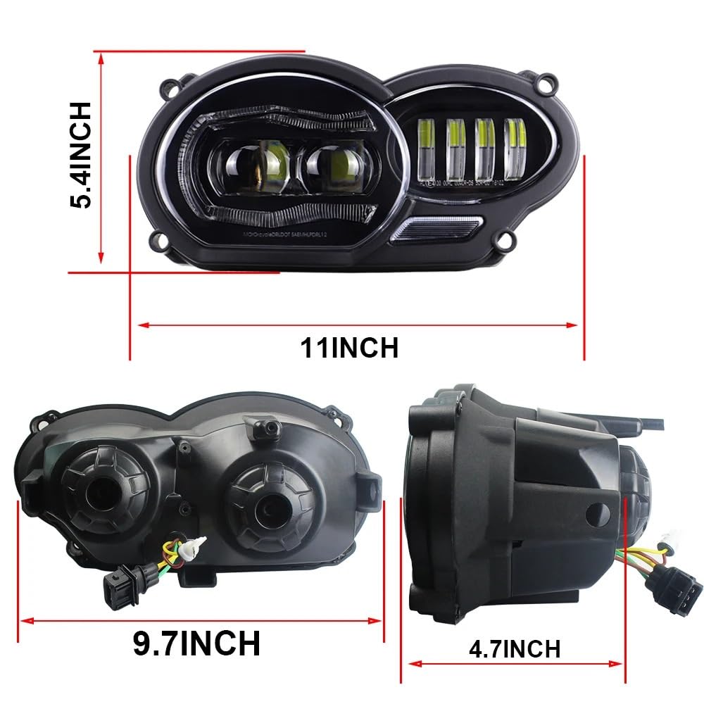 Moto Phares Convient pour Bmw 2005-2012 R1200GS / 2006-2013 R1200GS feux de route/croisement DRL LightMotorcycle lumière LED phare avant