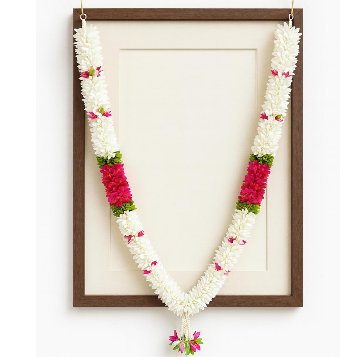 Handmade Garland Photo HAAR Frame | Puja | Haar | Mala for God Goddess & Loved Ones | ArtificialPHOTO HAAR 20 INCH Each Side-image-12