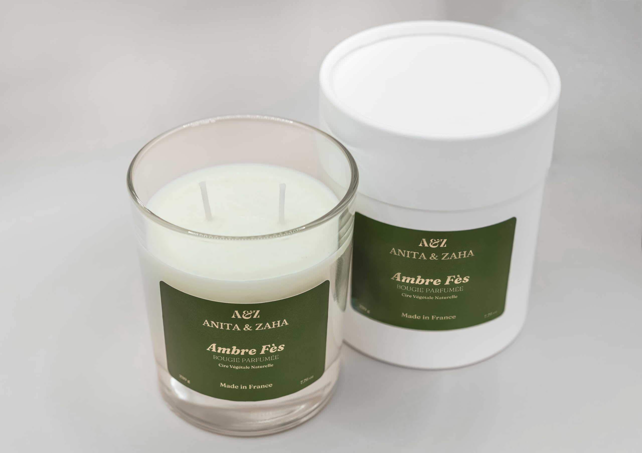 Vela perfumada de gama alta ámbar fez, cera de soja natural, ámbar blanco y flor de naranja, artesanía de país de grasa, 220 g/60 horas